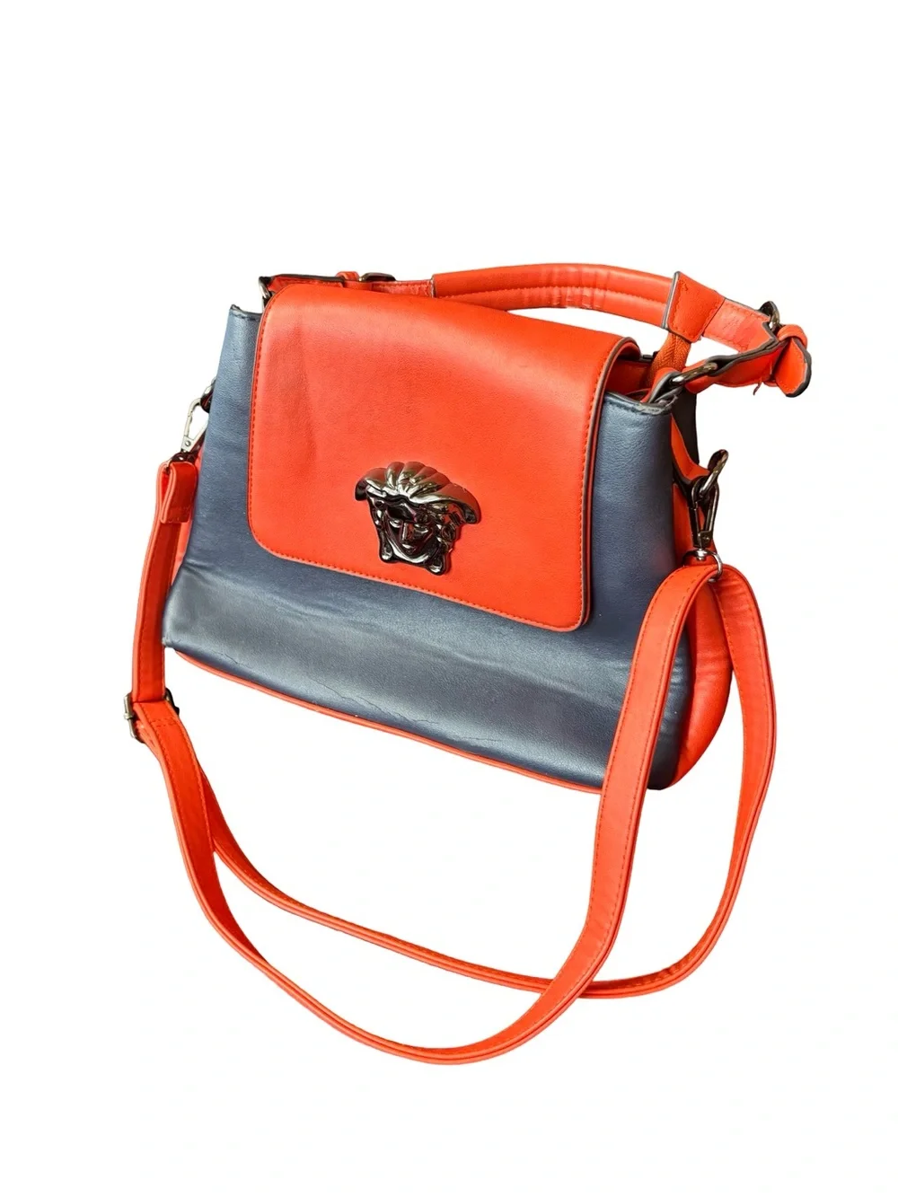 Stylish Two-Tone Orange and Gray Women’s Shoulder Bag